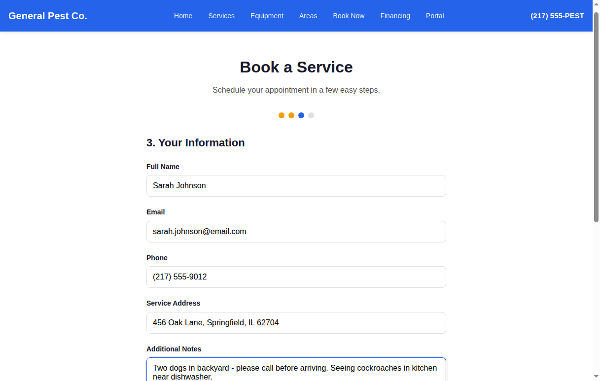 Booking Step 3 - Customer Info
